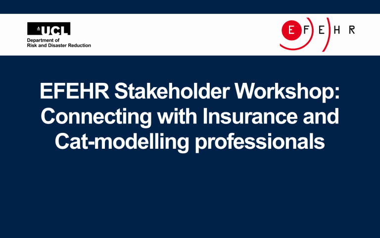 Register now for the workshop: “Connecting with insurance and cat-modelling professionals”